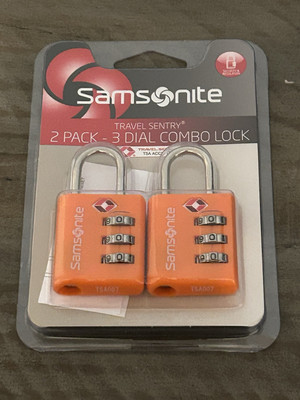 Samsonite Travel Sentry 2 Pack 3 Dial Combination Lock New ORANGE