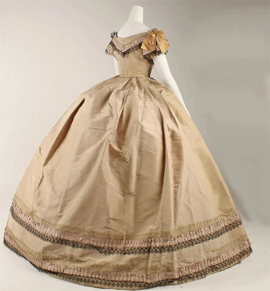 1850s Dress Civil War Day Dress Victorian Tea Vintage Belle Wedding Ball Gown - Image 2 of 4