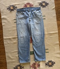 Vintage 1990s Levi  s 501XX USA Made Faded Distressed Blue Denim Jeans Size 36x30
