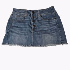 American Eagle Jean Mini Skirt Womens Size 4 Button Fly Medium Wash Denim