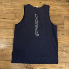 Vintage 1998 Speedo Tank Top Spell-out Logo Navy Beach Pool USA - Men s Large