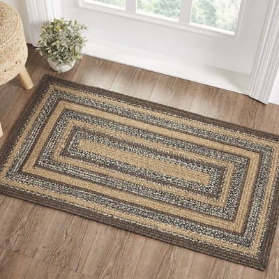 Accent Rug Espresso Jute Rustic 27x48 Rect Braided No Slip Floor Mat VHC Brands