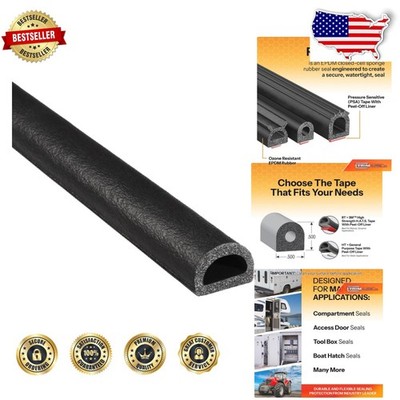 D Shape Rubber Seal 100ft Black Weatherproof EPDM Foam Insulation