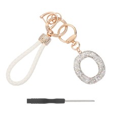 Initial Letter Keychain Letter O - Initial Wristlet KeyChain White