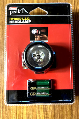 Coleman Peak 1  hybrid LED Halogen swivel Headlamp, requires 3 AAA Batteries