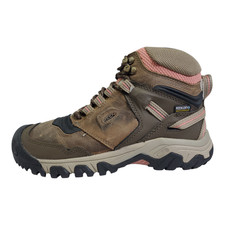 KEEN Women's Ridge Flex Mid Waterproof Hiking Boots, Timberwolf/Brick Dust, 7.5