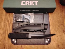 CRKT Hissatsu Fixed Blade Knife 7.1" 440A S.S. Blade GFN & Rubber Handle +Sheath