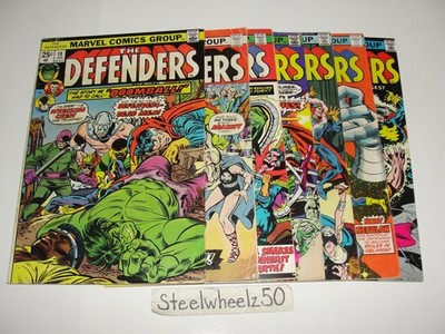 Defenders 7 Comic Lot Marvel 1975 #19 21 23 29 34 38 44 Hulk Dr Strange