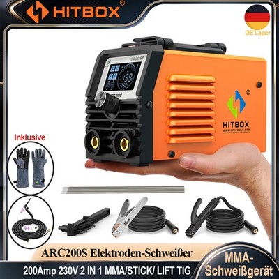HITBOX 240V Mini-Schweißgerät 200A 2in1 Lift-TIG ARC Stabschweißgerät Anti-Stick