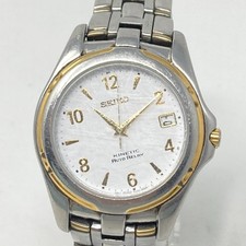 Vtg Seiko Kinetic Auto Relay Watch Men 36mm Silver Gold Tone Date READ 5J22-0B69
