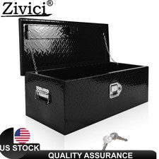 30 X 13 X10 Inch Aluminum Truck Bed Tool Box Diamond Plate Trailer Toolbox Black