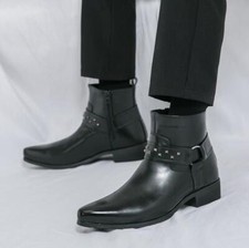Men's Rivet Knight boots Zipper Shoes Pointy Toe Business Formal Comfort Fashion