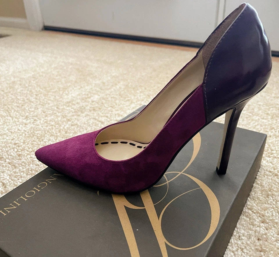 ZAPATOS DE SALÓN ENZO ANGIOLINI MUJER MORADO GAMUZA Y CUERO 4" TACÓN TALLA 5.5 Foto 3 de 4