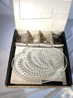 Federal Glass Co. Vintage 1950's Homestead Snack Set 4 Cups & Plates w/ box