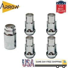 4x 1.77" Chrome M14x1.5 Anti-Theft Wheel Lock Nut & Key Fit F250 F350