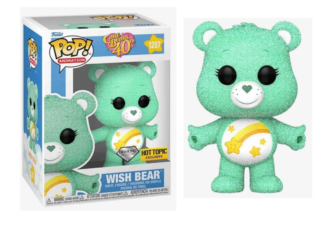Sale Funko Pop Care Bears Wish Bear 1207 Glitter Diamond Edition Hot Topic New Box