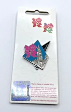 London 2012 Pink Blue Enamel Big Ben 30th Olympic Olympiad Pinback On Card NOS