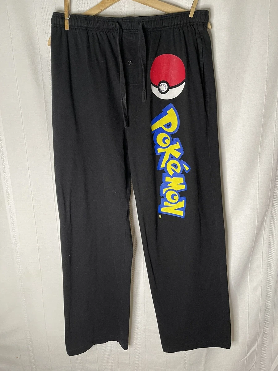 Pokemon Black Drawstring Pajama Pants Size M Inseam 28in Rise 12in Waist 38in