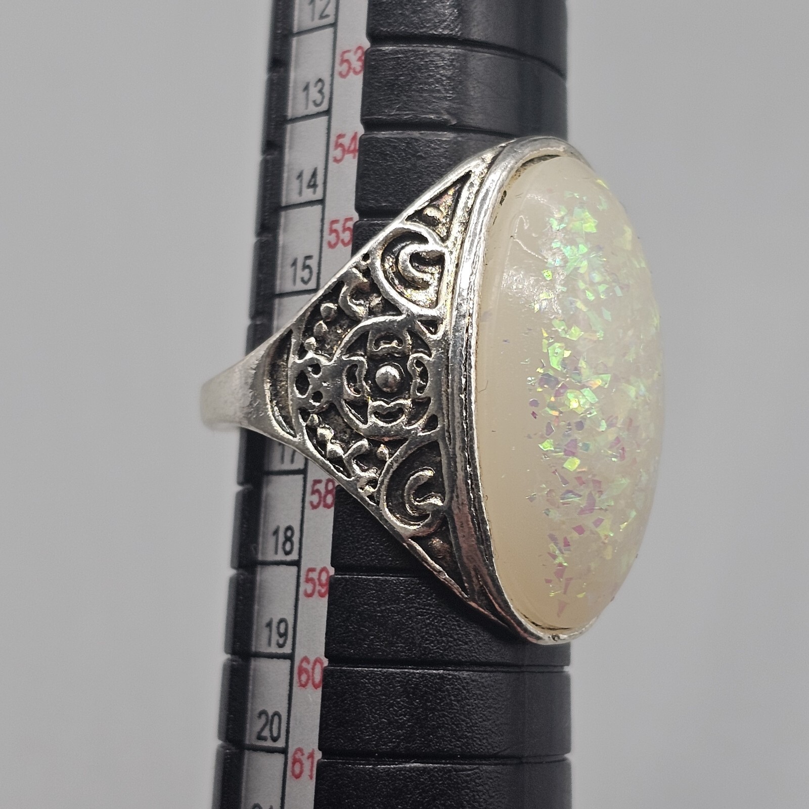 Confetti Cabochon Ring Large Oval Statement Silve… - image 10