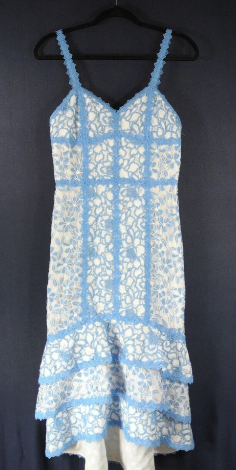 NUEVO Vestido Midi Alice + Olivia Diane Dobladillo Floral Crochet Encaje 4 #D6124 Foto 4 de 4