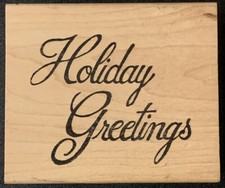 Northwoods Holiday Greetings Cursive Rubber Stamp