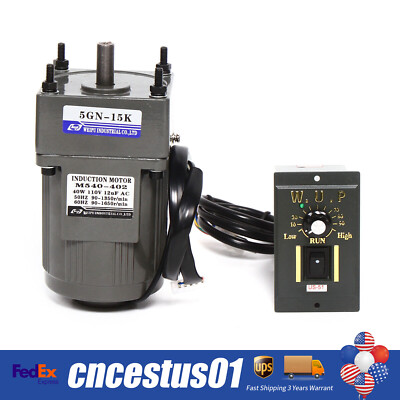 AC Gear Motor Electric Motor Variable Speed Controller 1:15 90 RPM 110V 40W