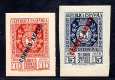 SPAIN 1936 PHILATELIC EXPOSITION AIR MAIL IMPERF SC. #C88-C89 MINT NEVER HINGE