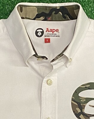 Aape By A Bathing Ape White & Camo Button Up Dress Shirt - Size Small | eBay Aape By A Bathing Ape White & Camo Button Up Dress Shirt - Size Small | eBay
