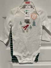 New Carters Cotton 2 Piece Embroidered Holiday Set 6 Months Reindeer on Bottom