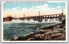 Alabama Power Company Vintage Postcard Coosa River Power House & Dam at Lock 12