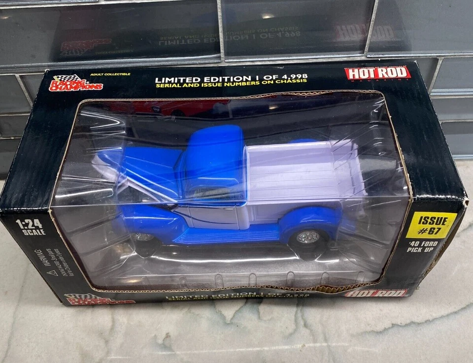 1/24 Racing Champions Hot Rod'40 Ford Pick-Up Pressofuso Auto Numero #67 1 Di - Immagine 3 di 3