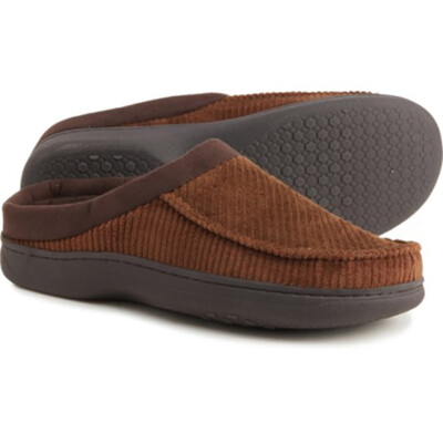 Dearfoams Mens Memory Foam Clog Corduroy Slipper (Chestnut) X