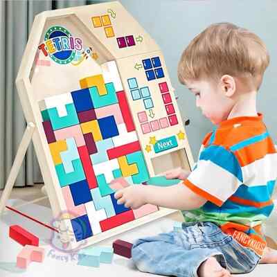 EDUCATIONAL TOY 3D Wooden Tetris Building Block/Wooden Tangram Jigsaw Puzzle