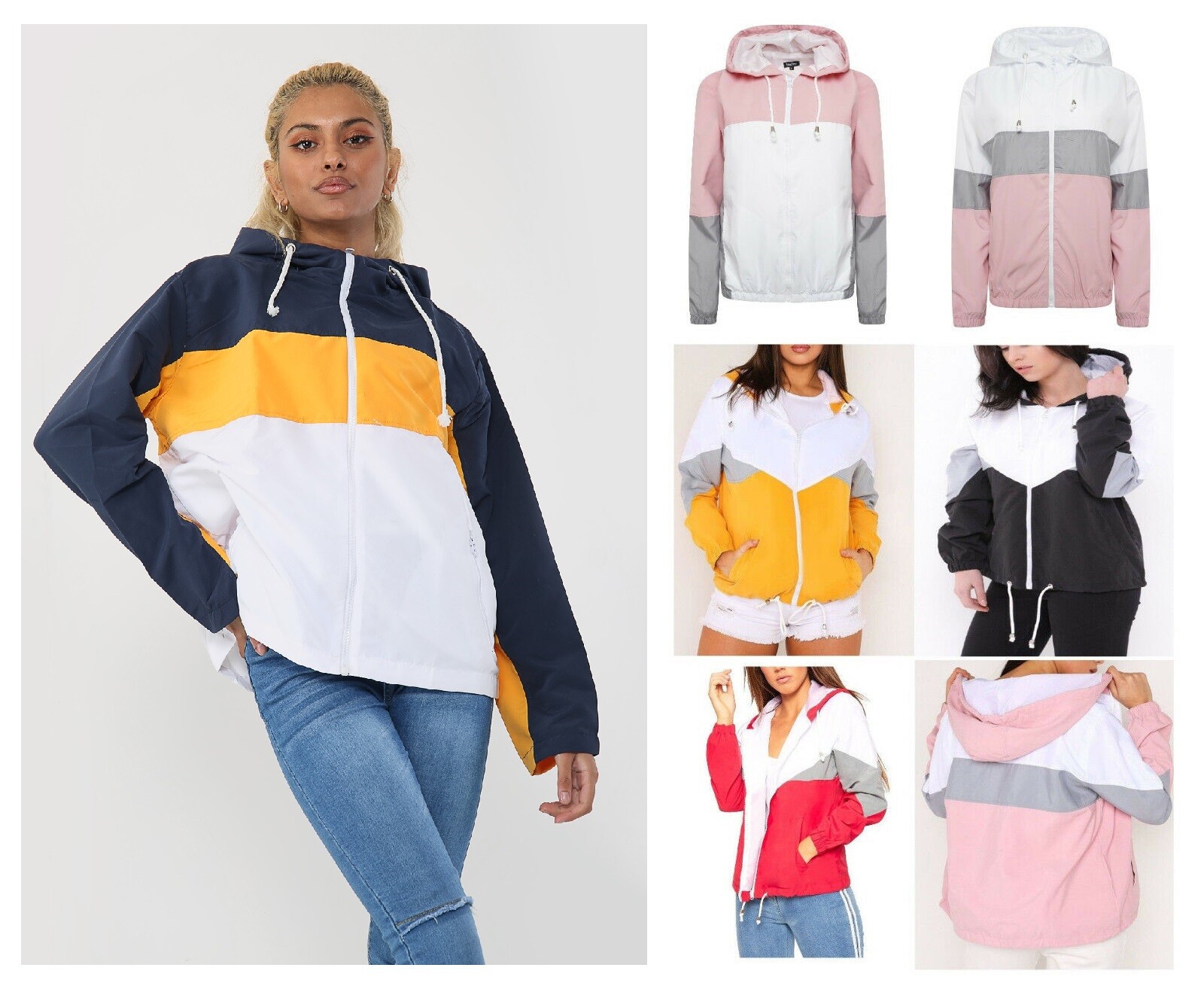 colour block windbreaker womens