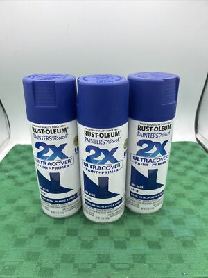 RustOleum Painter's Touch 2X Ultra Cover SATIN Spray Paint 12 oz Ink Blue 3 Cans