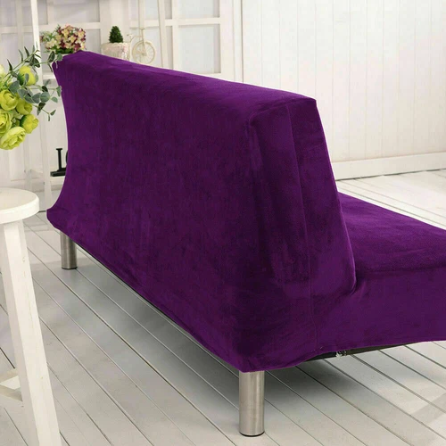Neu Plüsch Armlos Schlafsofa Bezug Stretch Rutschfest Klappcouch Futon Schutz - Bild 28 von 78