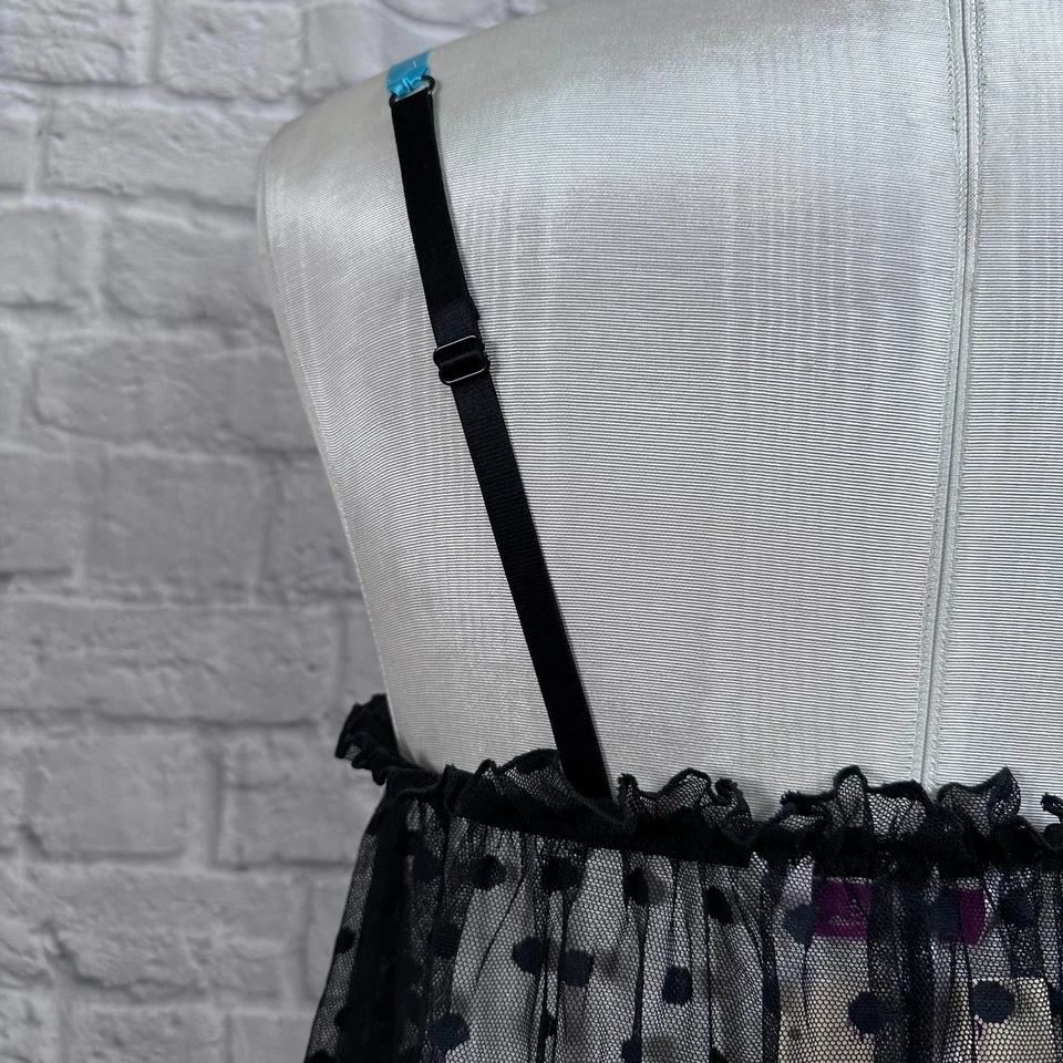 Cacique 2 изделия Babydoll в горошек сетки женщин 14/16 верхний стринги белье комплект новый с Ярлыками - Изображение 3 из 4