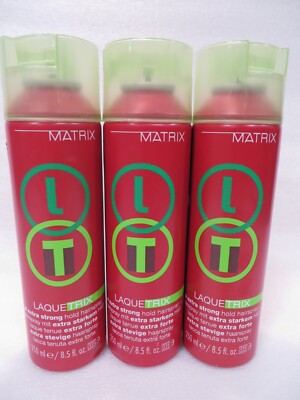 MATRIX LAQUE TRIX EXTRA STRONG HOLD HAIRSPRAY 8.5 OZ (Lot of 3)   DENTED!