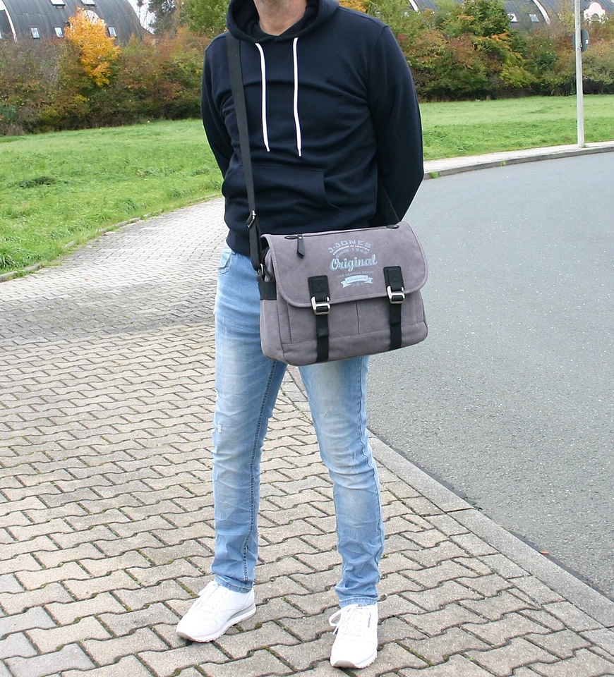 Schultertasche aus Canvas - robuste Collegtasche - Umhängetasche in zwei Größen - Bild 4 von 4