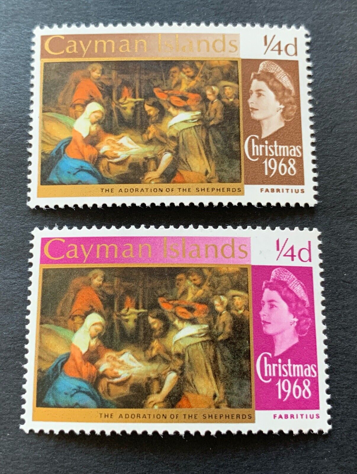 British Quality inspection Ranking TOP7 Cayman Islands 1968 Christmas mint stamps-Michel - 2 No.