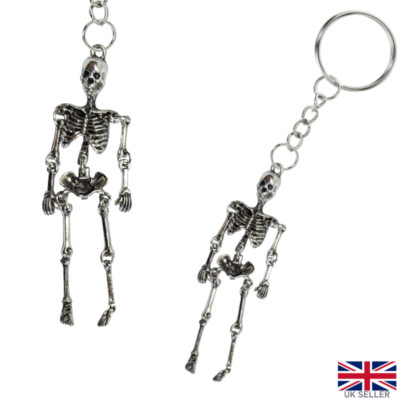 Totes Skelett Schlüsselanhänger Goth Pagan Keychain Geschenk Halloween Sensenmann mehrgelenkig