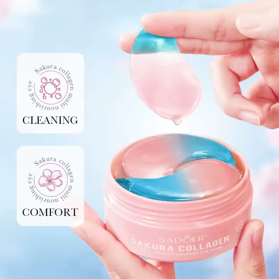 60 PCS UNDER EYE PADS CHERRY BLOSSOM COLLAGEN MASK HYDRATING ANTI AGING WRINKLES - Image 3 of 4