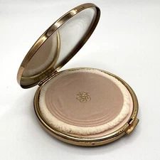 NEW Vintage Revlon Ultima Powder Compact Unused Gold and Enamel with Puff