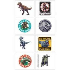 NEW 8 pc JURASSIC PARK DINOSAURS temporary tattoos kids party favors
