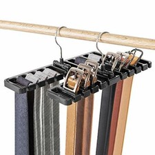 2 Pcs Tie Rack Hanger Belt Holder Hook Closet Organizer Storage Rotating Black