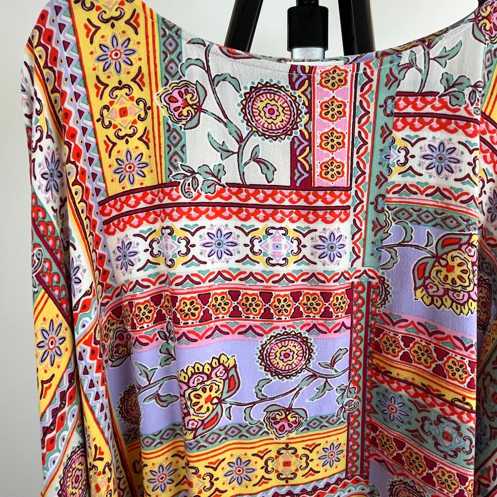 Oddy Multicolor Patch Rayon Bouse Balloon Sleeve … - image 5