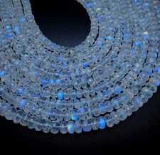 Best Quality Natural Rainbow Moonstone Rondelles, Smooth Gemstone Beads 4-6 mm