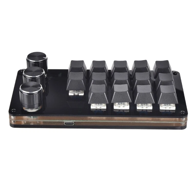 14-Key Macro Mechanical Mini Keyboard with 3 Knobs for Professional Use