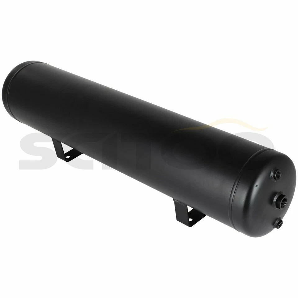 Tanque de aire negro de 5 galones y 5 puertos para bocinas de tren compresor suspensión neumática Foto 4 de 4