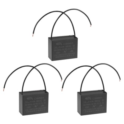 Metallized Film Ceiling Fan Capacitor CBB61 14uF 350V AC 2 Wires 3Pcs